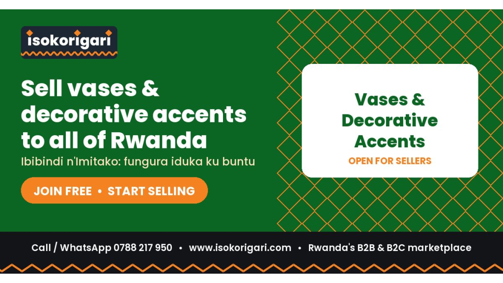 Vases & Decorative Accents Sellers: Reach Buyers Across Rwanda on Isokorigari