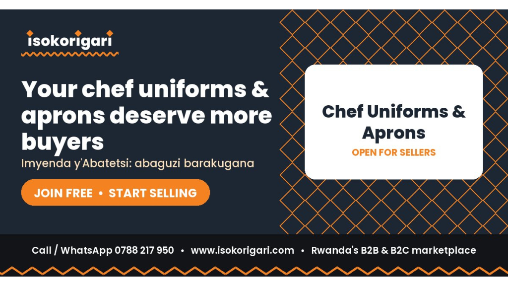 Sell Chef Uniforms & Aprons Online in Rwanda: Join Isokorigari for Free