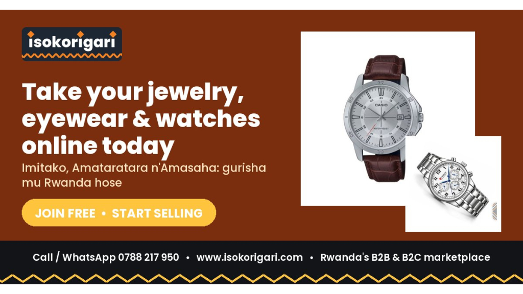 Jewelry, Eyewear & Watches: Sell to All of Rwanda on Isokorigari.com