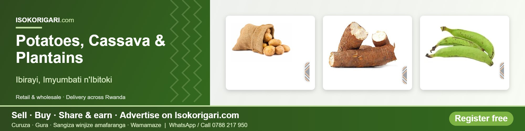 Potatoes, Cassava & Plantains