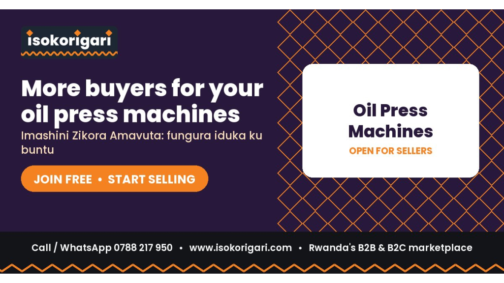 Sell Oil Press Machines Online in Rwanda: Join Isokorigari for Free