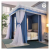 Luxury Four-Poster Bed Canopy with Curtains (Blue & White) ISO
