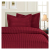 Maroon Satin Stripe Duvet Quilt Cover Bedding Set ISO