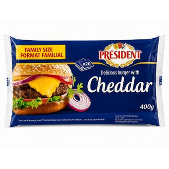 President Cheddar Family Size Cheese 400g ISO (Foromaje)